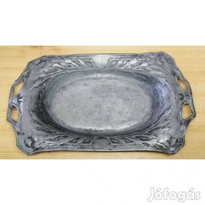 Szecessziós stílusú ón süteményes tálca. Retro ritkaság