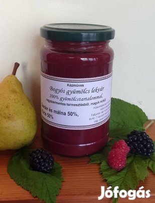 Szeder málna lekvár körtével, 100% gyümölcs, kb. 3,5 dl, Újszegeden