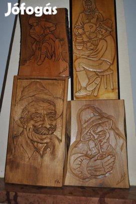 Székely asszony ruhamosása és kicsavarása fából készült képen