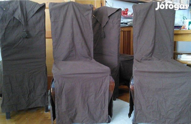 Székhuzat 4 db barna pamut székszoknya széktakaró szék huzat