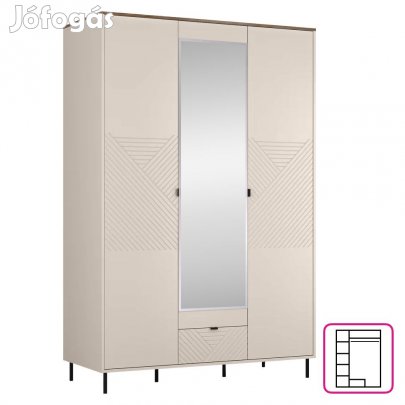 Szekrény, kasmír/castello tölgy, EYCO 3D1S