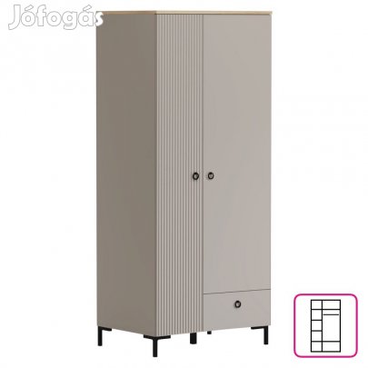 Szekrény, szürkésbarna Taupe/silverjack tölgy, DOMCA 2D1S