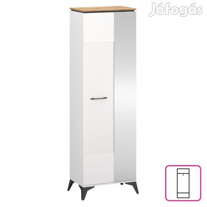 Szekrény tükörrel, fehér/evoke tölgy, VELIS 1D/40