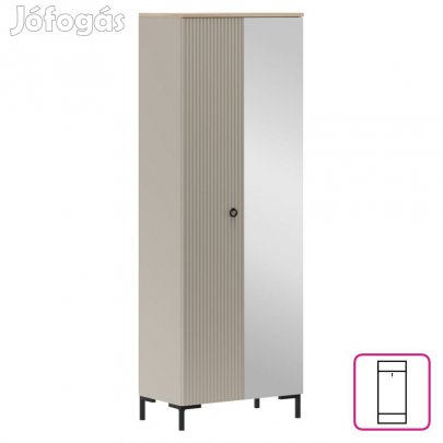 Szekrény tükörrel, szürkésbarna Taupe/silverjack tölgy, DOMCA 2D