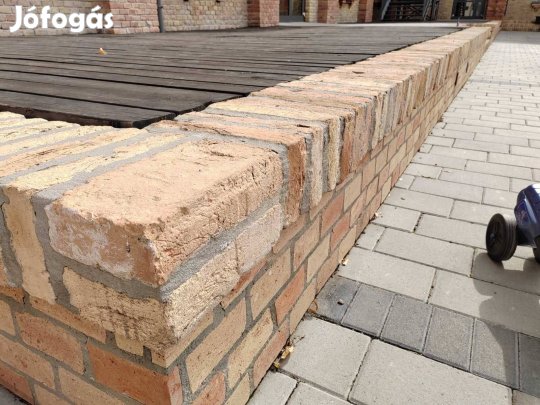 Szeletelt, vágott tégla kerítés fed kő, fed lap burkolat Akció!