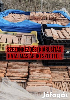 Szeletelt, vágott vörös tégla szélső falburkolat Szezonindító akció!
