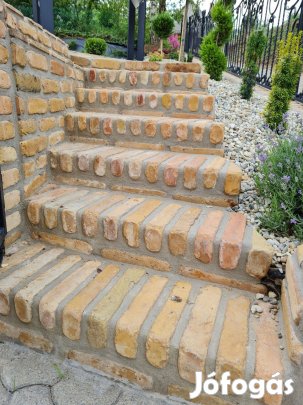 Szeletelt tégla, vágott, bontott, rusztikus, lépcső elem