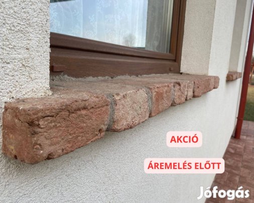 Szeletelt tégla falburkolat, fektetett párkány tavaszi engedmény!