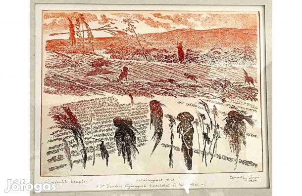 Szemethy Imre A második templom Rézkarc, Próbanyomat ajánlással