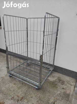 Szennyesruha tároló, rácsos anyag mozgató kocsi