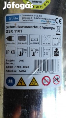 Szennyvíz szivattyú magas vízhozammal, erős 1100W motorral, garis