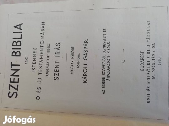 Szent Biblia II.Világháborús 1940-es kiadású ritka db