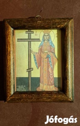 Szent Ilona orosz ortodox ikon, fa keretben nyomat ,