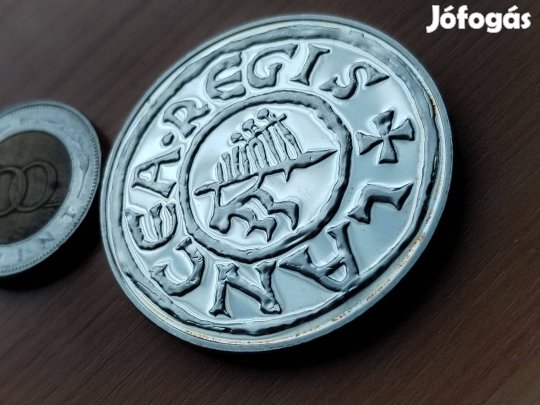 Szent István király denár ezüstözött emlékérem