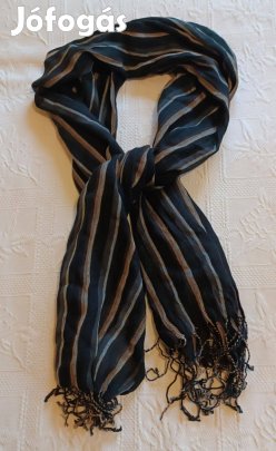 Szép Elegáns "Newsmen" Fekete/Szürke/Bézs Csíkos Férfi Sál