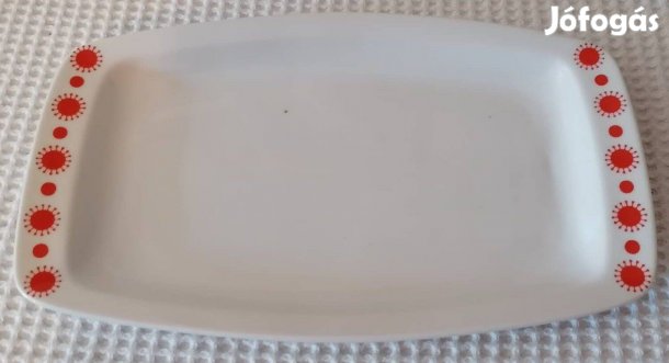Szép Régi Fehér / Piros Mintás "Alföldi Porcelán" Tálca / Kínáló