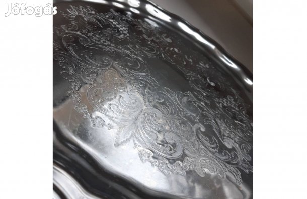 Szép, mintás ezüstözött tálca