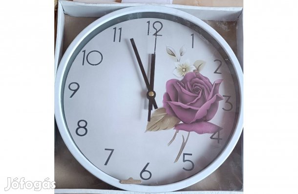 Szép, rózsás falióra, nagy méretű