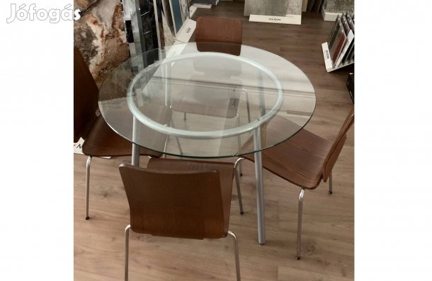 Szép állapotú, edzett üveg étkező asztal 4 székkel eladó