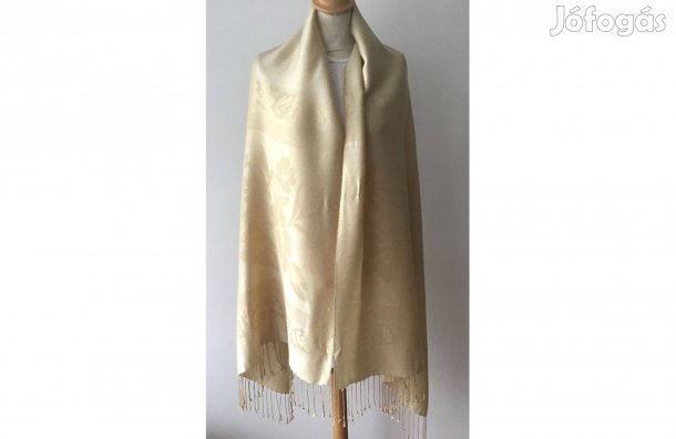 Szép drapp, bézs/ aranyszínű sál, stóla, kendő. (Női) 180 x 70 cm