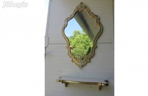 Szép fehér-arany barokk fali tükör konzollal