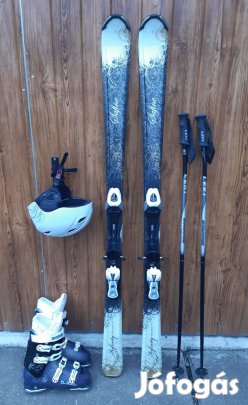 Szép női síszett. 160-as léc, sícipő, síbot, sisak!