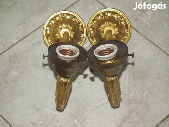 Szép párban egy gyertyás réz falikarok 2 db. egyben
