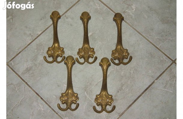 Szép réz fogasok három ágú 5 db egyben nr.2