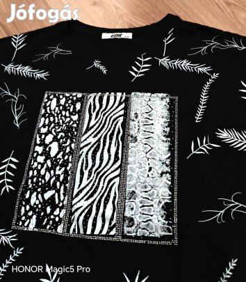 Szép uj állapotu pamut női köves laza rövidujjú