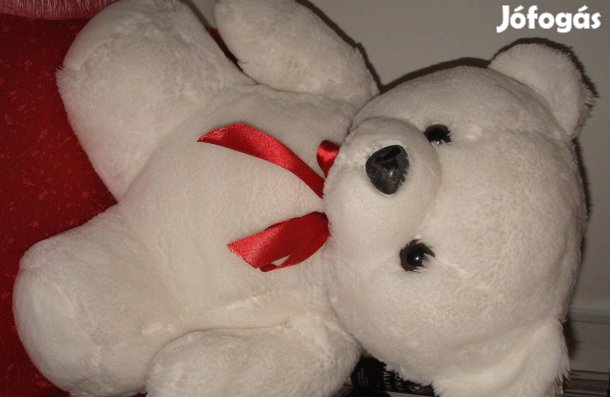 Szépséges hófehér szőrme Macika !!! Új !!!!!!! 37 cm
