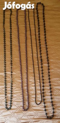Szépséges hosszú fekete láncok + lila nyaklánc, fémmentes - műanyag %%