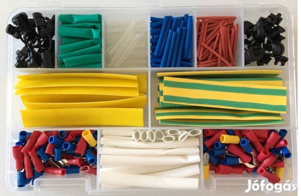Szerelési Elektronikai készlet dobozban 7 méretű zsugorcső + kábelsaru