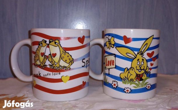 Szerelmes nyuszika és béka, vidám bögre bögrék 1750,-Ft/db