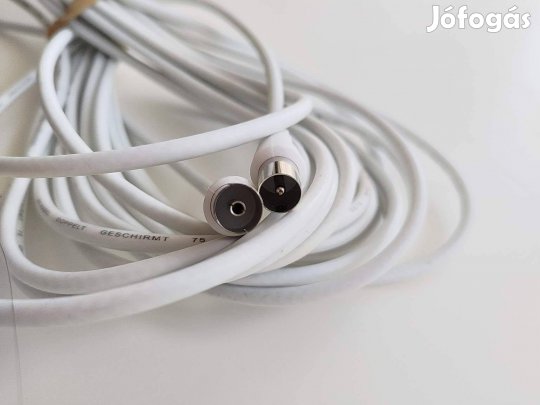 Szerelt antennakábel, fehér, 10 m