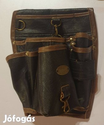 Szerszámtartó, fekete és barna, valódi bőr, övre fűzhető. Új, egyedi