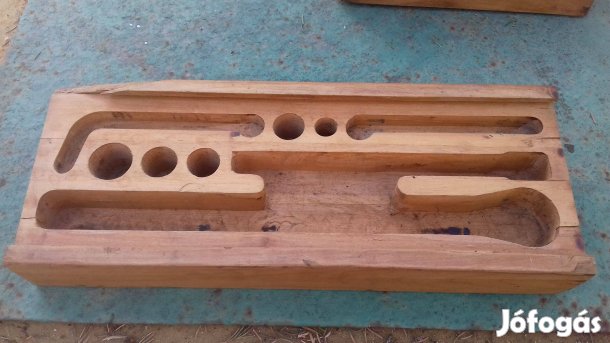 Szerszámtartó fa doboz volt eredetileg kreatív célra 16x40cm 6 magas