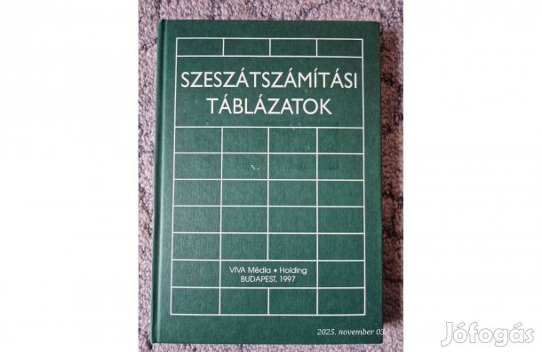 Szeszátszámítási táblázatok c. könyv eladó