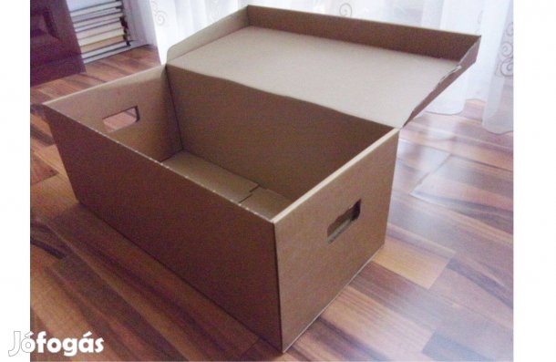 Szétnyitható költöztetődoboz felhajtható tetővel költöztető doboz