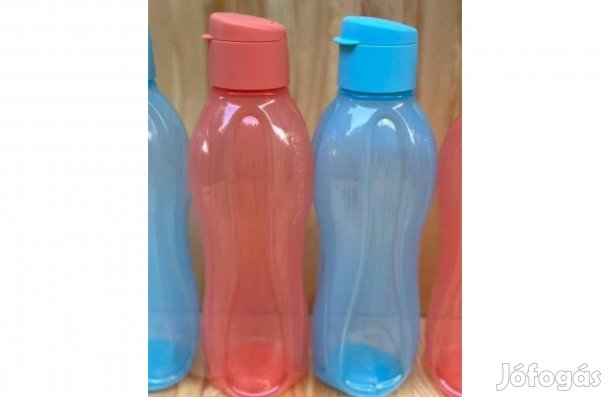 Szettben olcsóbb! Tupperware Öko palack szett 2x1l korall és kék Új