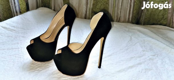 Szexi extra tűsarkú fekete női alkalmi cipő szandál 36 Új