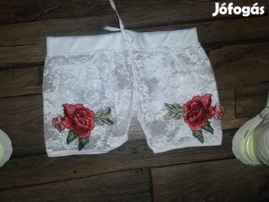 Szexi virágmintás fehér csupa csipkés hálónadrág