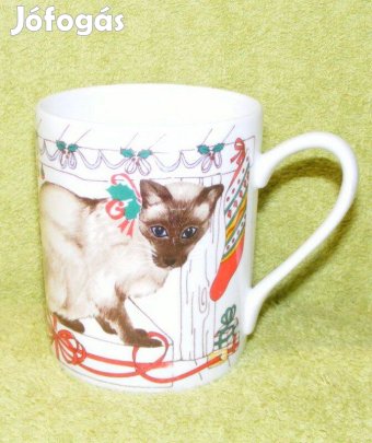 Sziámi cicás porcelán bögre