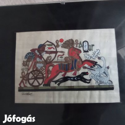 Szignózott, kézzel festett papírusz