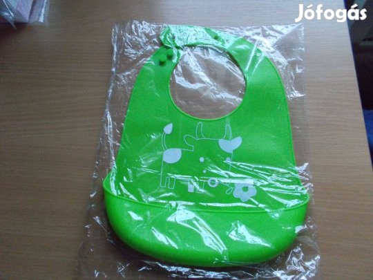 Szilikon előke fű zöld, bocis Új