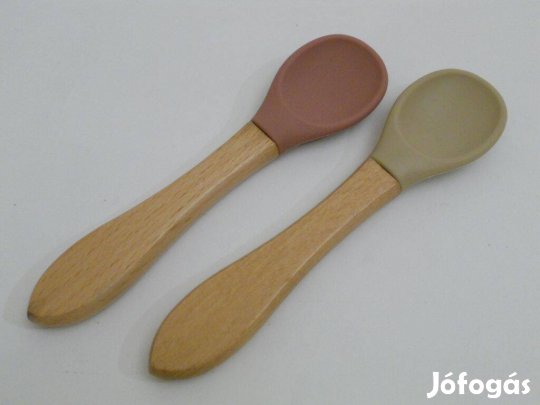 Szilikon kanál bambusz nyéllel babakanál baba kanál