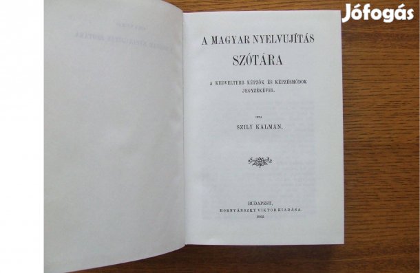 Szily Kálmán A magyar nyelvújítás szótára nyelvi nyelvészet