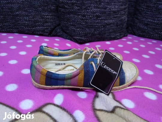 Szines, csikos noi cipo,36, Uj