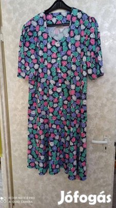 Színes, mintás rövid ujjú extra nagy méretű nyári ruha 54-es