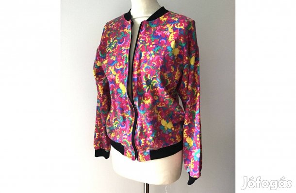 Színes, női, cipzáros, pamut kardigán. S-M-es