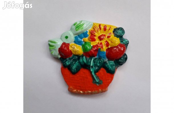 Színes festett gipsz virág kosár hűtőmágnes dekoráció 7*7 cm új_